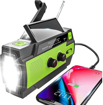 OEM Radio Solar, Manivela, Bater&iacute;a De 4000 Mah, Usb, Am/fm/noaa, Luz Led, Alarma Sos, Camping, Senderismo