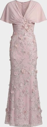Mac Duggal 3D Mini Rosette Column Gown