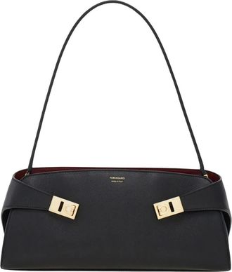 Ferragamo Hug East-West Schoudertas - Dames - Schoudertassen - Zwart - ONE Size - Leer - Tassen
