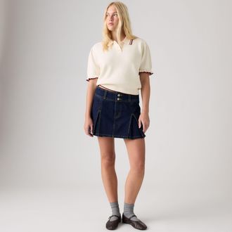 Levi's Inverted Pleat Mini Skirt - Womens - 23 - Dark Wash / Shaded View