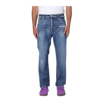 Dsquared2 Straight Jeans, male, Blue, Size: XL Classic Button Closure Jeans