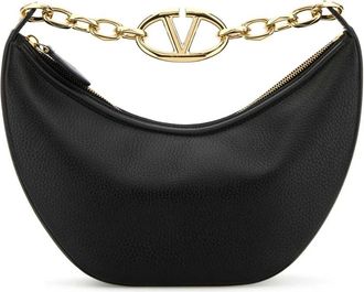 Valentino Garavani Small VLogo Moon Hobo Bag - Dames - Handtassen - Zwart - ONE Size - Leer - Tassen