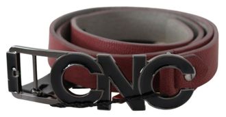 Costume National Womens Leather Logo Belt Red