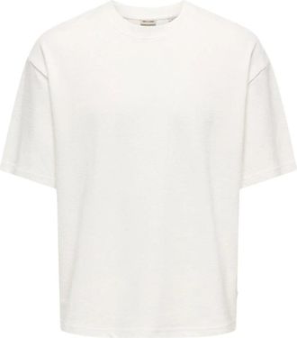 Only & Sons Ronde hals T-shirt met korte mouwen van katoen - Heren - T-shirts - Wit - S - Katoen - Tops