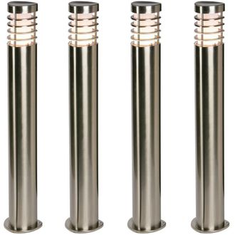 Loops 4 PACK Outdoor Garden Bollard Light Brushed Steel 9.2W Path LED Lamp Post IP44 in Metallics