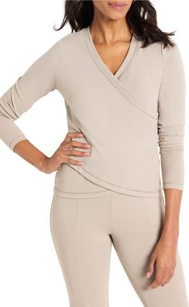 Nic+Zoe Luxe Stretch Ballet Wrap Top in Dark Cobblestone at Nordstrom, Size Xx-Large