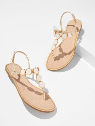 Talbots Lucia Charms Metallic Strappy Sandals - Gold - 8 1/2 M Talbots