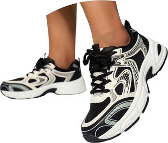 Generic Womens Chunky Fashion Sneakers Casual Sports Shoes Womens Lace Up Arch Support Non Slip Work Platform Sneaker for Women Walking Running Jogging Workou