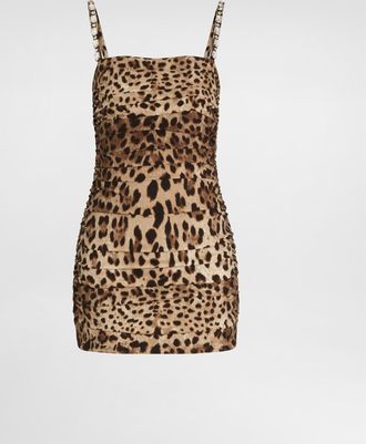 Dolce & Gabbana Leo-print Charmeuse Dress - Woman Dresses Animal Print Silk 36