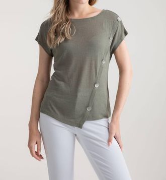 Marble Scotland Asymmetrical Button Top In Khaki