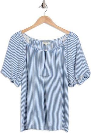 Max Studio Crochet Trim Sleeveless Top in Denim Stripe at Nordstrom Rack, Size 3X