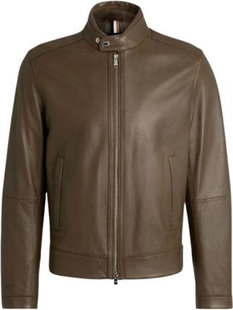 HUGO BOSS Jassen > Leren Jassen - Heren - Leren en Su&egrave;de Jassen - Bruin - M - Leer - Jassen