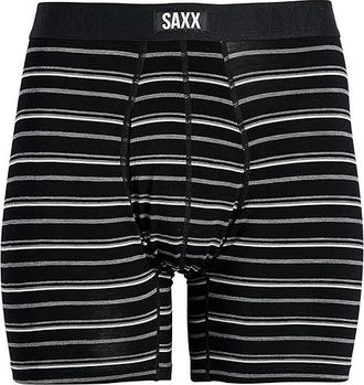 Saxx Underwear Vibe Xtra Soft Comfort Boxer Brief Fly Mens Underwear Black Coast Stripe : 2XL, Elastane/Mesh/Viscose
