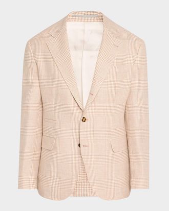 Brunello Cucinelli Mens Macro Prince of Wales Single-Breasted Sport Coat