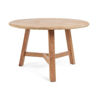Bazar Bizar Mesa de comedor de madera de teca en marr&oacute;n 120x120x75 cm