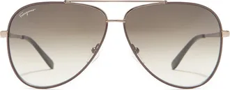 Ferragamo Salvatore Ferragamo 60mm Aviator Sunglasses in Espresso at Nordstrom Rack
