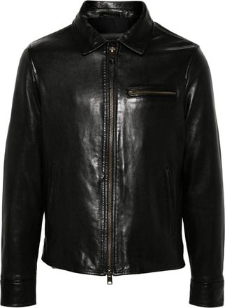 AllSaints Miller leather jacket - men - Lamb Skin/Recycled Polyester - M - Black