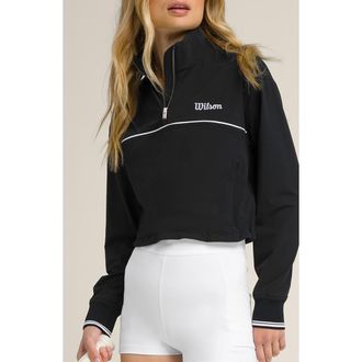 Wilson Davenport Woven Popover Quarter Zip Jacket in Black at Nordstrom, Size X-Large