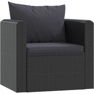 vidaXL Vidaxl - Sill&oacute;n Con Cojines De Rat&aacute;n Sint&eacute;tico Negro