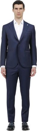 Luigi Bianchi Mantova Geruite stofjurk vergelijkbaar met solaro - Heren - Business pakken - Blauw - 3XL - Kostuums