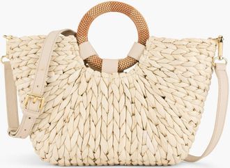 Talbots Corn Husk Cut Out Handle Tote - Natural - 001 Talbots