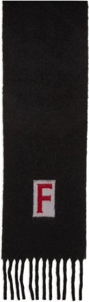 Ferragamo logo intarsia-knit fringed scarf - men - Alpaca Wool/Wool/Nylon - One Size - Black