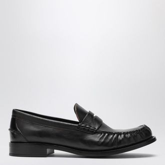 Prada Black polished leather loafers