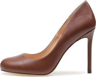 Castamere High Heels Womens Stilettos Round Toe Slip-On Court Shoes 3.9 in Heeled Heeled PU Brown Pumps EU 39.5
