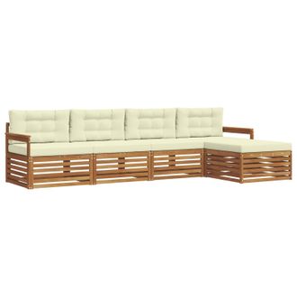 vidaXL Conjunto De Sof&aacute;s De Exterior Con Coj&iacute;n 5 Pcs Natural Y Crema Vidaxl