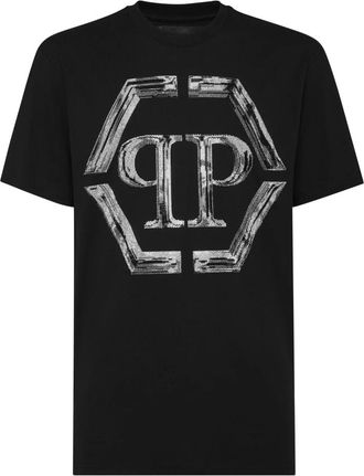 Philipp Plein T-Shirt Round Neck Hexagon - Heren - T-shirts - Zwart - S - Katoen - Tops