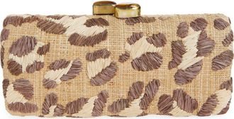 Pamela Munson Spotted Raffia Clutch in Brown at Nordstrom