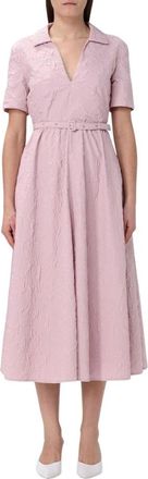 Add Boter Textured Midi Jurk met Riem - Dames - Casual kleedjes - Roze - L - Kleedjes