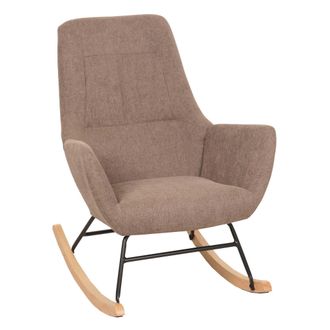 Hhg Hhg - Nunca Usado] Mecedora 704, Mecedora Sill&oacute;n Reclinable Sill&oacute;n Tv, Madera Maciza Metal Tela/textil 320g/m&sup2;, Marr&oacute;n