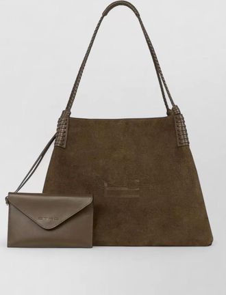 Etro essential large leather shoulder bag