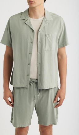 Alex Crane Caza Featherweight Organic Cotton Camp Shirt in Riverstone at Nordstrom, Size Xx-Large