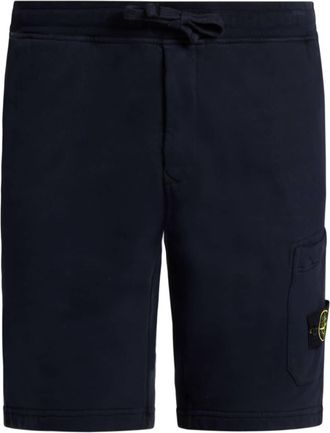 Stone Island Compass logo-patch cotton track shorts - men - Cotton - S - Blue