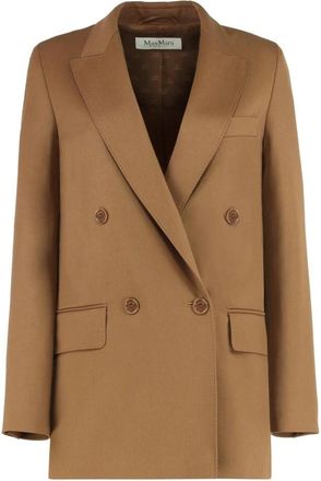 Max Mara Double-Breasted Blazer van Wolmix - Dames - Blazers - Bruin - XS - Wol - Jassen