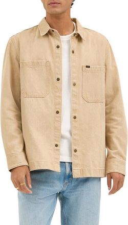 Lee Cotton Blend Twill Snap-Up Overshirt in Cappucino at Nordstrom, Size X-Large