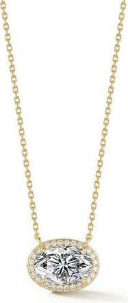 Glaze Jewelry Oval Moissanite Halo Pendant Necklace in Gold at Nordstrom Rack