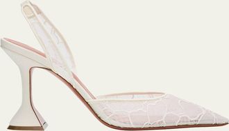 Amina Muaddi Holli Lace Slingback Pumps