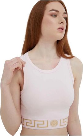 Versace Crop Top - Dames - Tops zonder mouwen - Roze - XL - Katoen - Tops