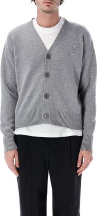 Ami Grey V-Neck Logo Cardigan