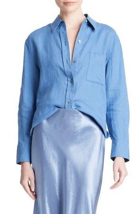 Vince Easy Linen Button-Up Shirt in Cadet Blue at Nordstrom Rack, Size Large