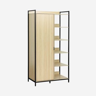Sweeek Wardrobe Module With 1 Wardrobe 6 Shelves & 1 Door in Black