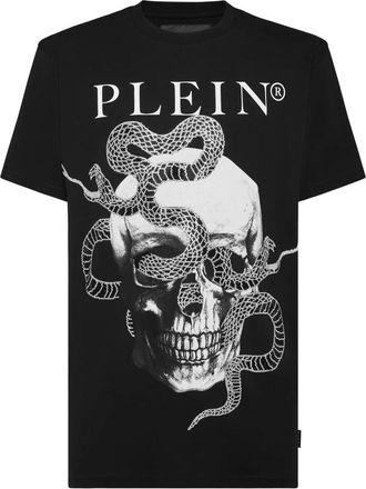Philipp Plein T-Shirt Round Neck Snake - Heren - T-shirts - Zwart - 2XL - Katoen - Tops