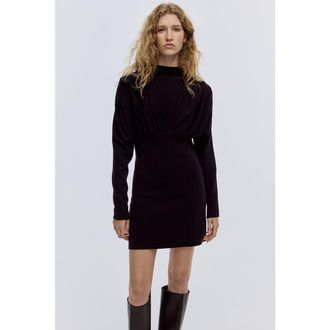 H&M Gathered Turtleneck Dress in Plum Purple at Nordstrom, Size Xx-Large