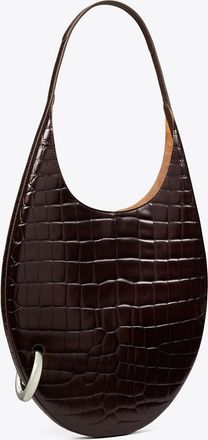 Tory Burch Womens Pierced Croc-Embossed Bag, One Size