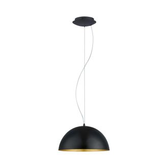 Loops Pendant Ceiling Light Steel Black Outer Gold Inner Shade Bulb E27 1x60W
