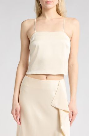 SIMKHAI Vela Square Neck Crop Camisole in Ecru at Nordstrom Rack, Size X-Small