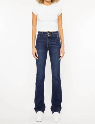 Kancan High Rise Boot Cut Jeans In Dark Stone